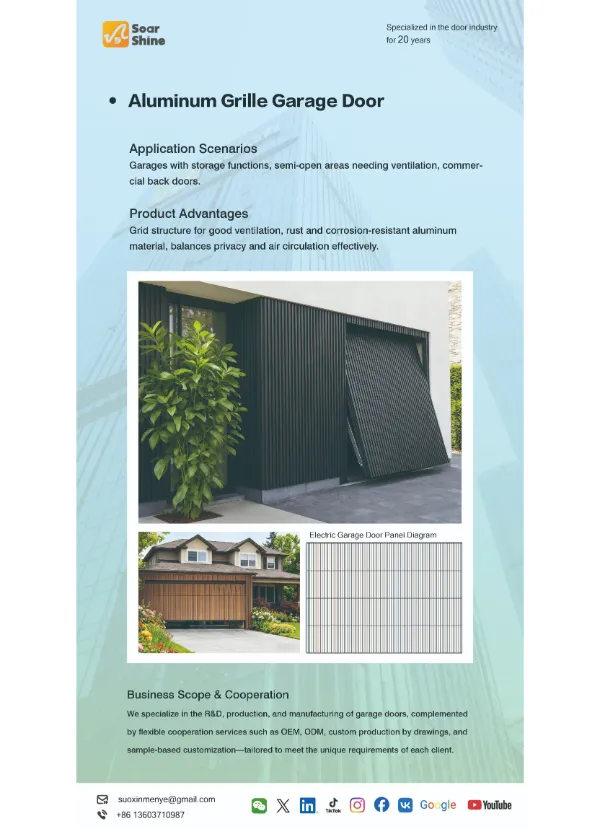 Puertas de garaje con parrilla de aleación de aluminio