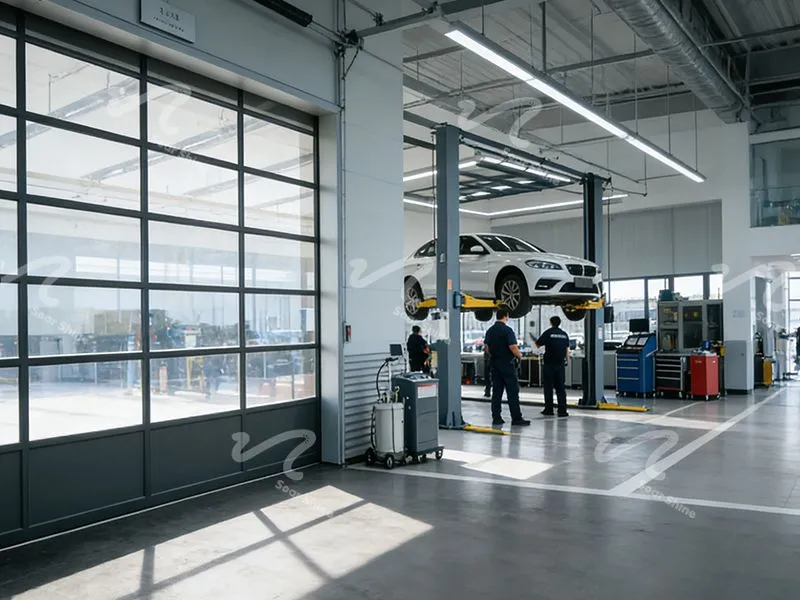 Puerta elevadora de aluminio de vista completa