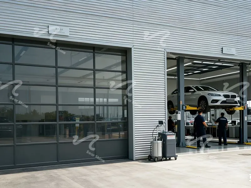 Puerta elevadora de aluminio de vista completa